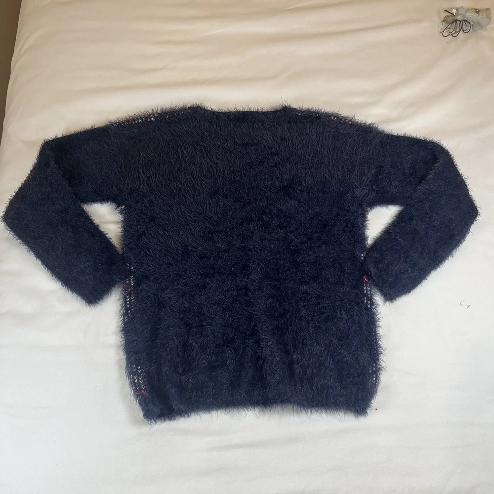 Oshkosh Sweater‎ Boys Size 7 Blue Fuzzy Christmas Holiday